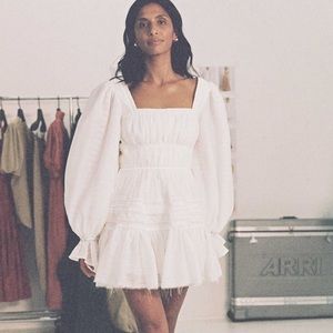 AJE IMPRESSION SMOCKED POPLIN DRESS